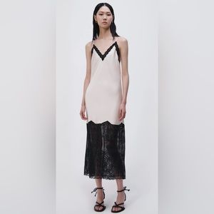 Jonathan Simkhai TRISH PATCHWORK LACE MIDI SLIP DRESS, size Small NWT!